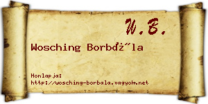 Wosching Borbála névjegykártya